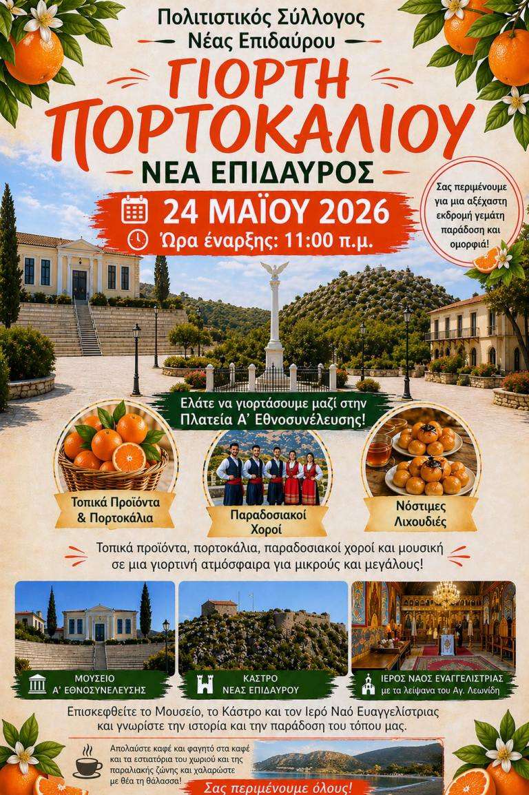 Giorti portokaliou 2026 nea epidavros afisa
